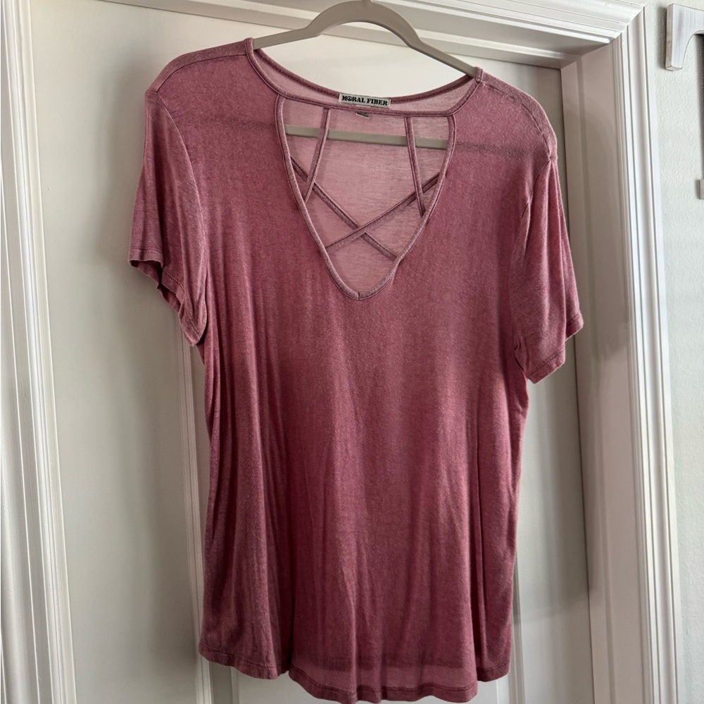 Dusty Pink Crisscross Tee